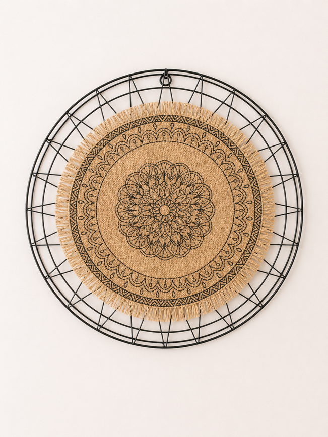 Medium Hessian & Metal Wall Hanging